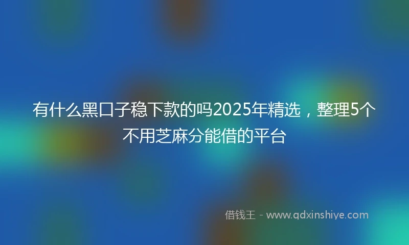 有什么黑口子稳下款的吗2025年精选，整理5个不用芝麻分能借的平台