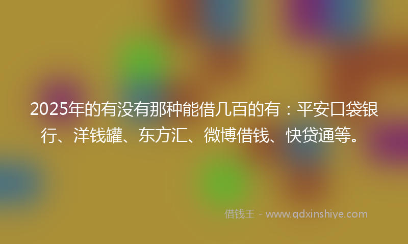 2025年的有没有那种能借几百的有：平安口袋银行、洋钱罐、东方汇、微博借钱、快贷通等。