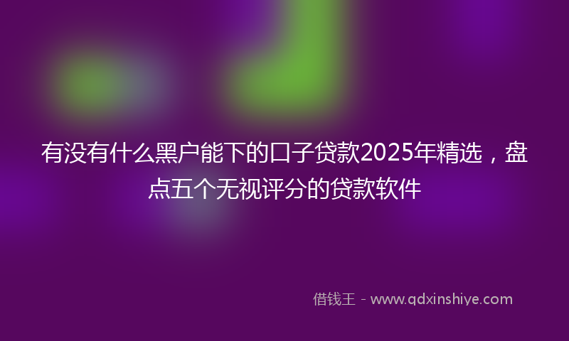 有没有什么黑户能下的口子贷款2025年精选，盘点五个无视评分的贷款软件
