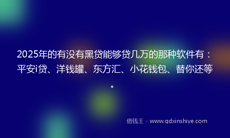 2025年的有没有黑贷能够贷几万的那种软件有：平安i贷、洋钱罐、东方汇、小花钱包、替你还等。