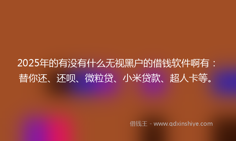 2025年的有没有什么无视黑户的借钱软件啊有：替你还、还呗、微粒贷、小米贷款、超人卡等。