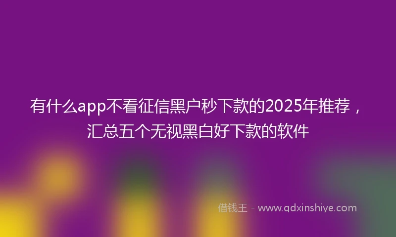 有什么app不看征信黑户秒下款的2025年推荐，汇总五个无视黑白好下款的软件