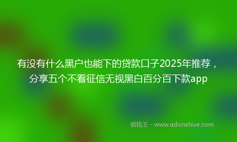 有没有什么黑户也能下的贷款口子2025年推荐，分享五个不看征信无视黑白百分百下款app