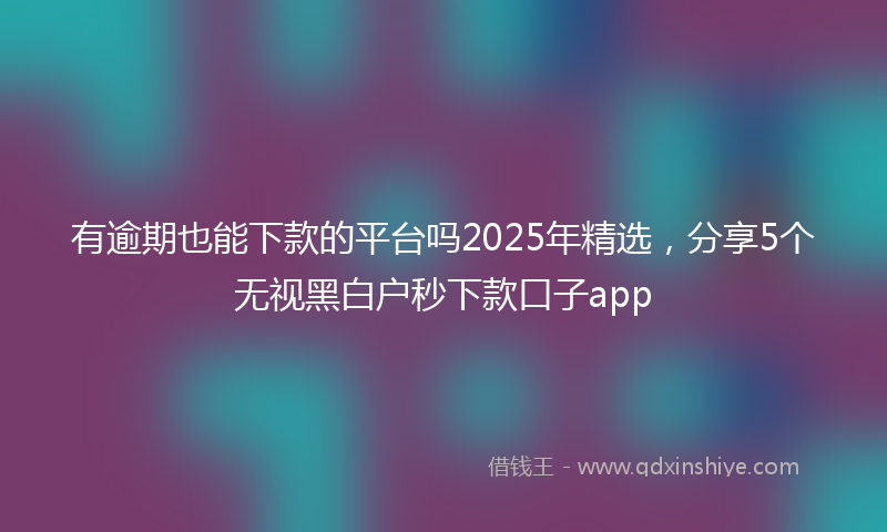 有逾期也能下款的平台吗2025年精选，分享5个无视黑白户秒下款口子app