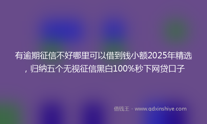 有逾期征信不好哪里可以借到钱小额2025年精选，归纳五个无视征信黑白100%秒下网贷口子