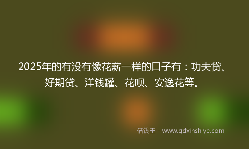 2025年的有没有像花薪一样的口子有：功夫贷、好期贷、洋钱罐、花呗、安逸花等。