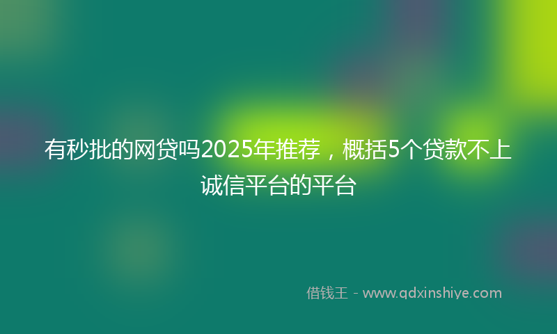 有秒批的网贷吗2025年推荐，概括5个贷款不上诚信平台的平台