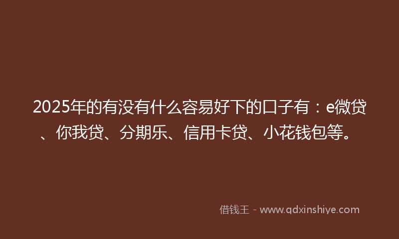 2025年的有没有什么容易好下的口子有：e微贷、你我贷、分期乐、信用卡贷、小花钱包等。