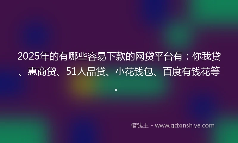 2025年的有哪些容易下款的网贷平台有：你我贷、惠商贷、51人品贷、小花钱包、百度有钱花等。