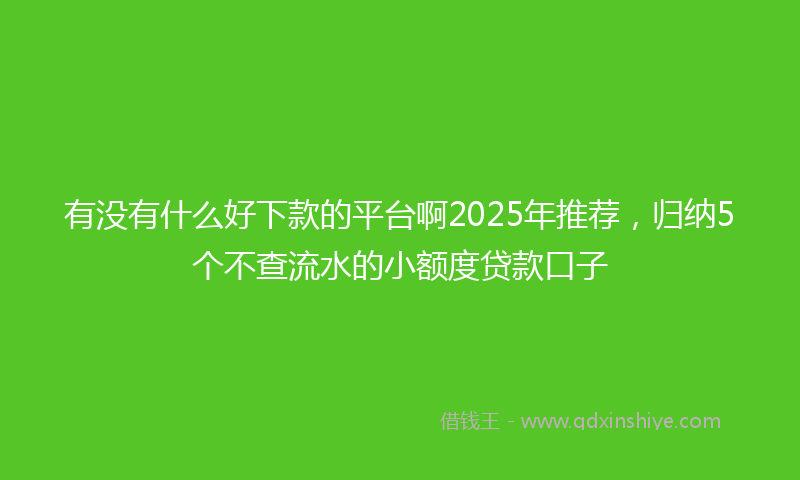 有没有什么好下款的平台啊2025年推荐，归纳5个不查流水的小额度贷款口子
