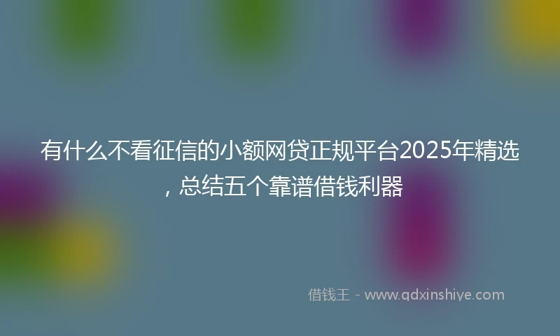有什么不看征信的小额网贷正规平台2025年精选，总结五个靠谱借钱利器