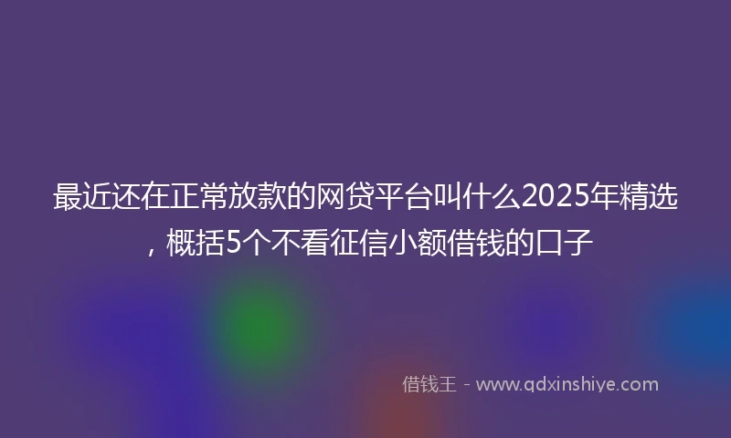 最近还在正常放款的网贷平台叫什么2025年精选，概括5个不看征信小额借钱的口子