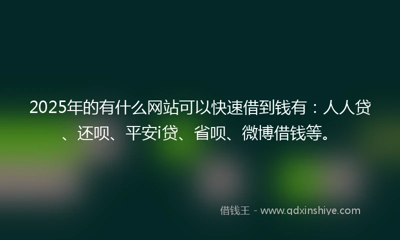 2025年的有什么网站可以快速借到钱有：人人贷、还呗、平安i贷、省呗、微博借钱等。