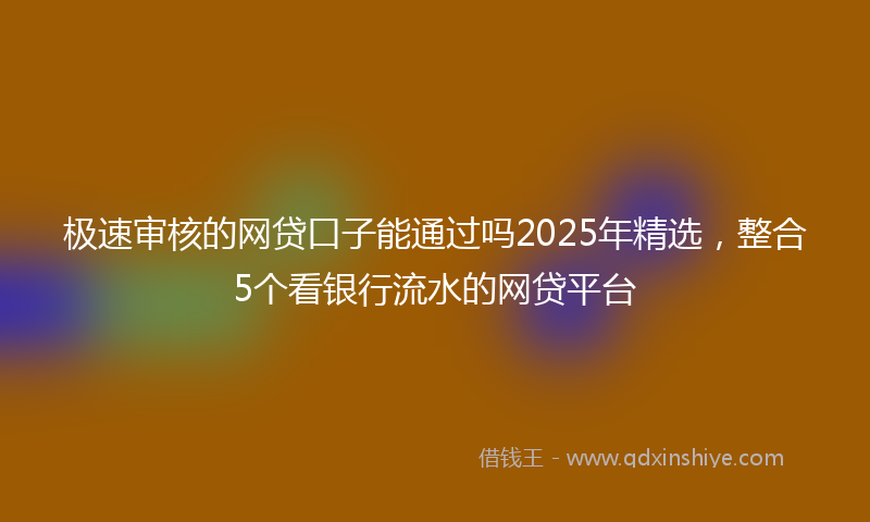 极速审核的网贷口子能通过吗2025年精选，整合5个看银行流水的网贷平台