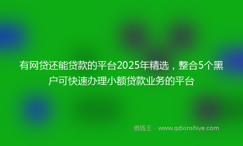 有网贷还能贷款的平台2025年精选，整合5个黑户可快速办理小额贷款业务的平台