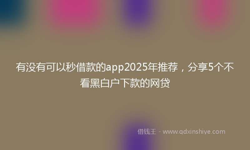 有没有可以秒借款的app2025年推荐，分享5个不看黑白户下款的网贷