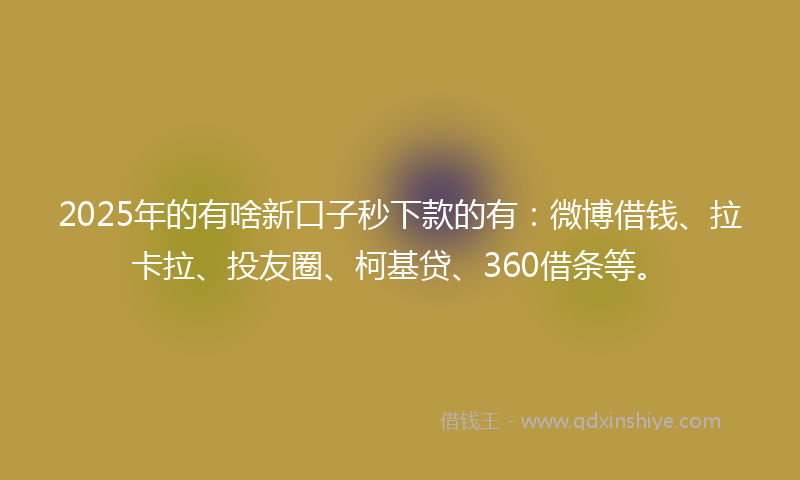 2025年的有啥新口子秒下款的有：微博借钱、拉卡拉、投友圈、柯基贷、360借条等。