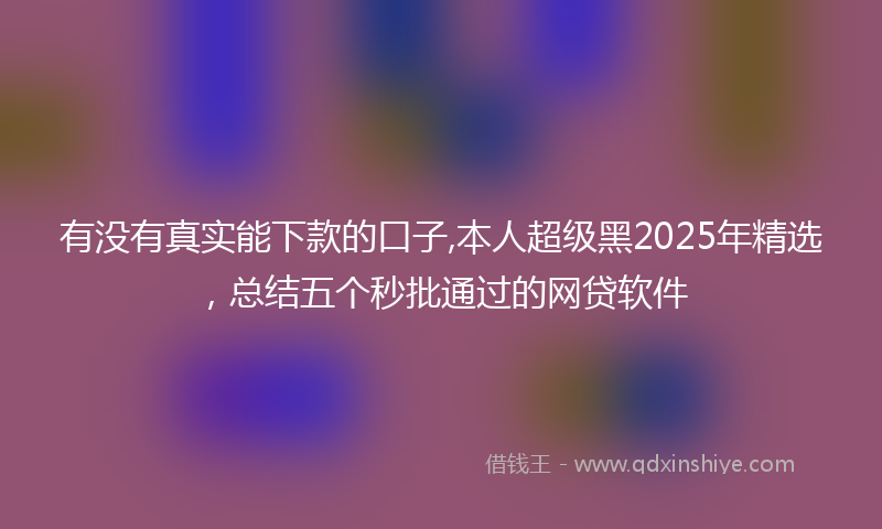 有没有真实能下款的口子,本人超级黑2025年精选，总结五个秒批通过的网贷软件