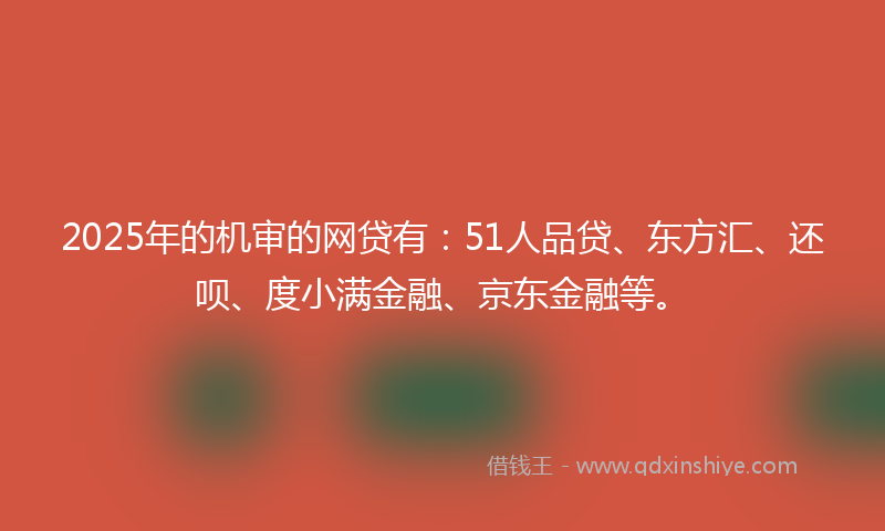 2025年的机审的网贷有：51人品贷、东方汇、还呗、度小满金融、京东金融等。