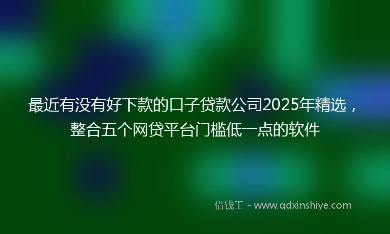 最近有没有好下款的口子贷款公司2025年精选，整合五个网贷平台门槛低一点的软件