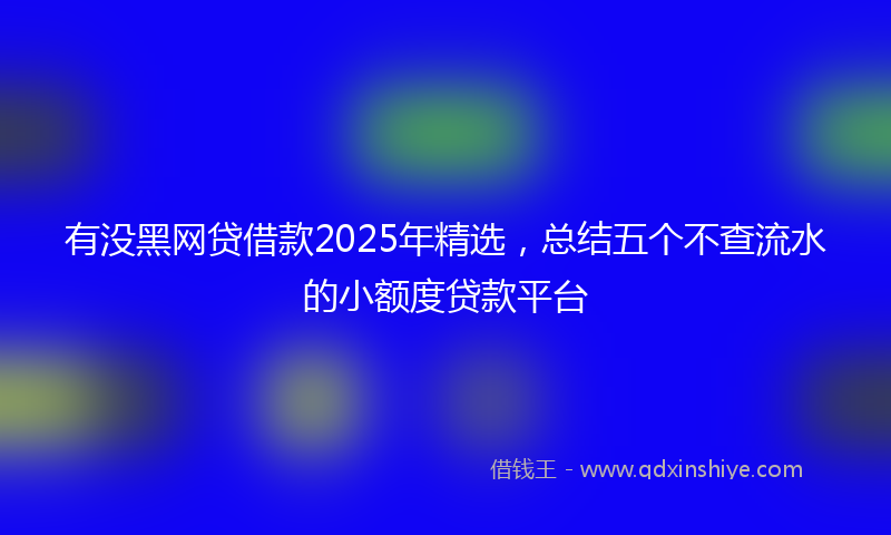有没黑网贷借款2025年精选，总结五个不查流水的小额度贷款平台