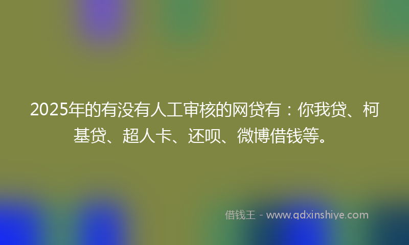 2025年的有没有人工审核的网贷有：你我贷、柯基贷、超人卡、还呗、微博借钱等。