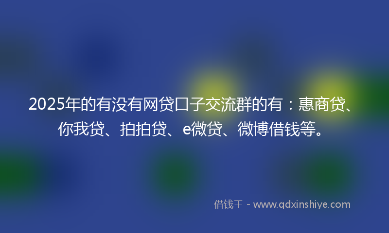 2025年的有没有网贷口子交流群的有：惠商贷、你我贷、拍拍贷、e微贷、微博借钱等。