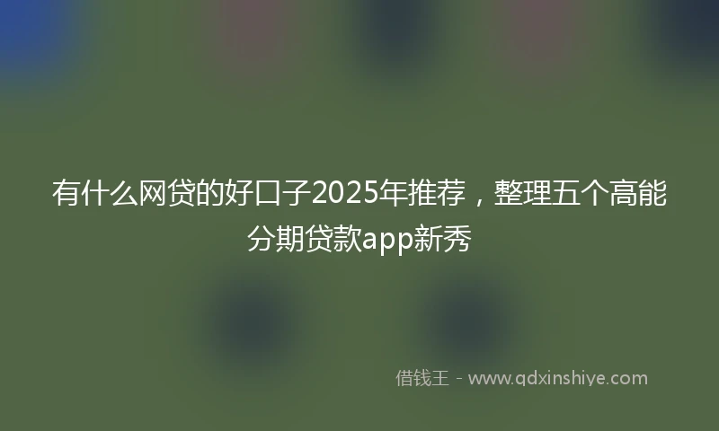 有什么网贷的好口子2025年推荐，整理五个高能分期贷款app新秀