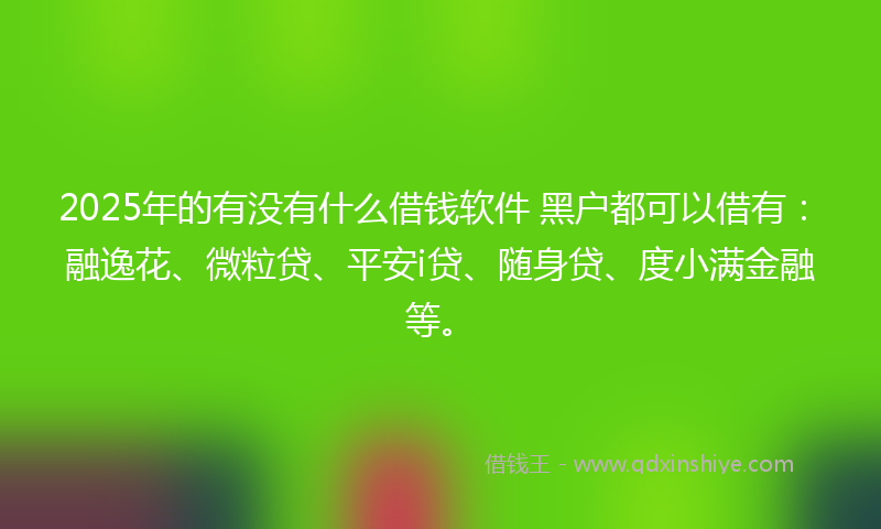 2025年的有没有什么借钱软件 黑户都可以借有：融逸花、微粒贷、平安i贷、随身贷、度小满金融等。