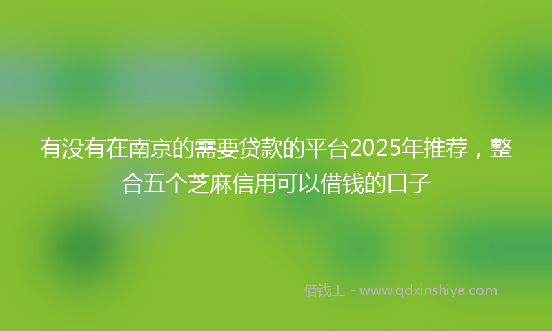 有没有在南京的需要贷款的平台2025年推荐，整合五个芝麻信用可以借钱的口子