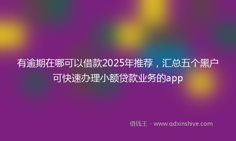 有逾期在哪可以借款2025年推荐，汇总五个黑户可快速办理小额贷款业务的app