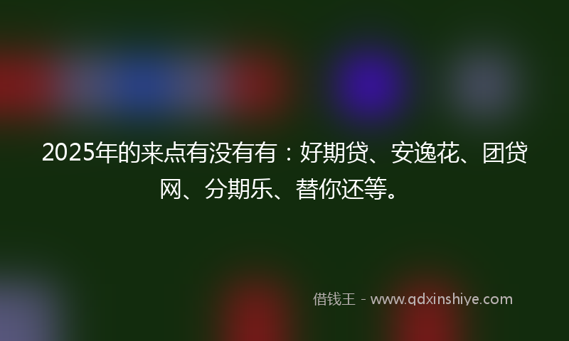 2025年的来点有没有有：好期贷、安逸花、团贷网、分期乐、替你还等。