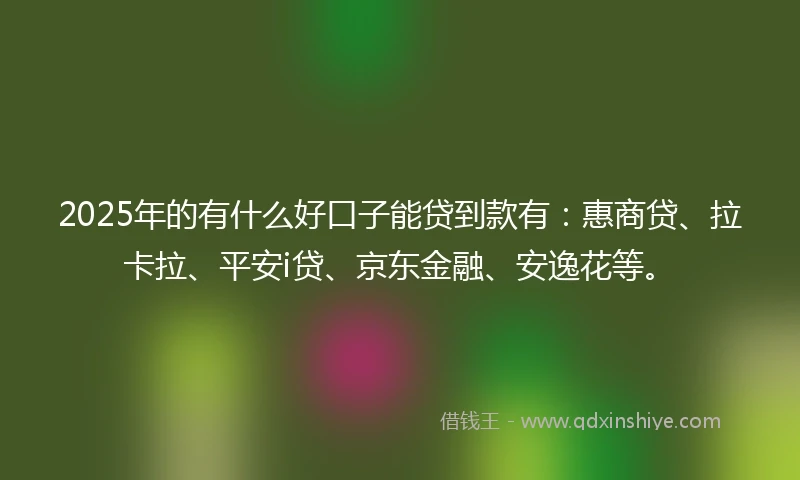 2025年的有什么好口子能贷到款有:惠商贷、拉卡拉、平安i贷、京东金融、安逸花等。