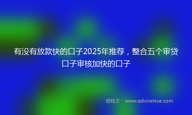 有没有放款快的口子2025年推荐，整合五个审贷口子审核加快的口子