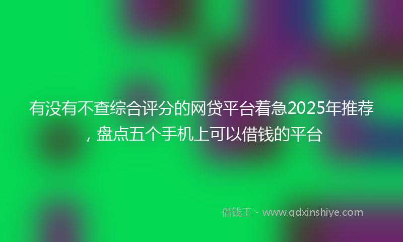 有没有不查综合评分的网贷平台着急2025年推荐，盘点五个手机上可以借钱的平台