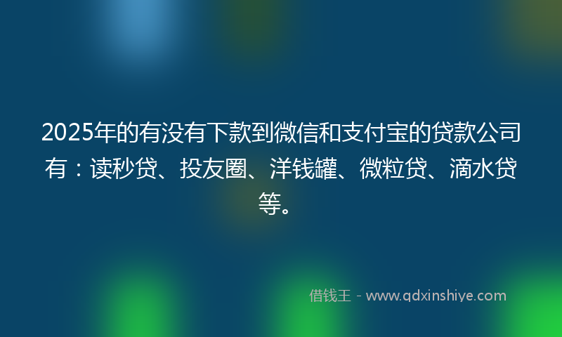 2025年的有没有下款到微信和支付宝的贷款公司有：读秒贷、投友圈、洋钱罐、微粒贷、滴水贷等。