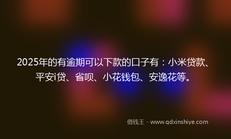 2025年的有逾期可以下款的口子有：小米贷款、平安i贷、省呗、小花钱包、安逸花等。