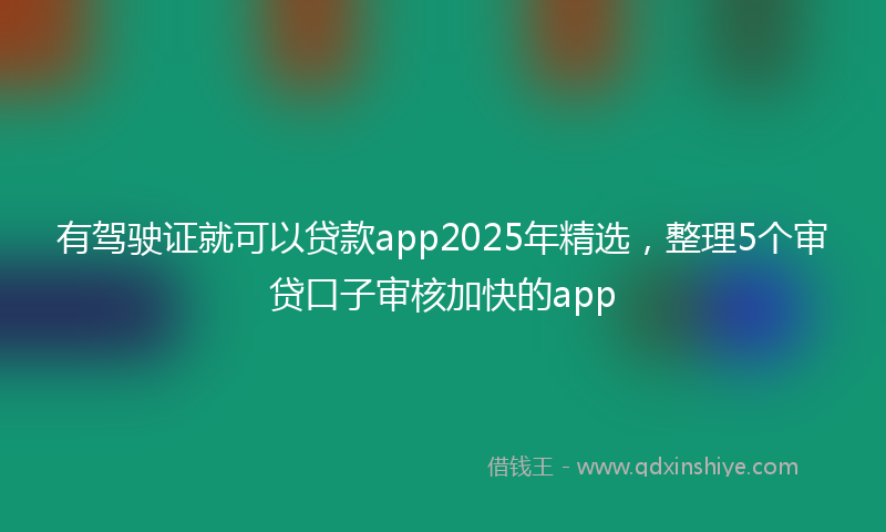 有驾驶证就可以贷款app2025年精选，整理5个审贷口子审核加快的app