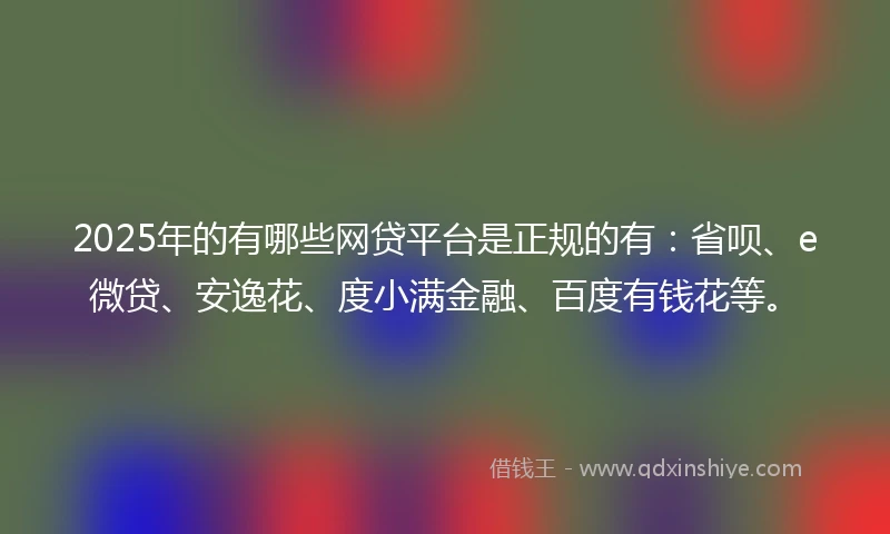 2025年的有哪些网贷平台是正规的有：省呗、e微贷、安逸花、度小满金融、百度有钱花等。