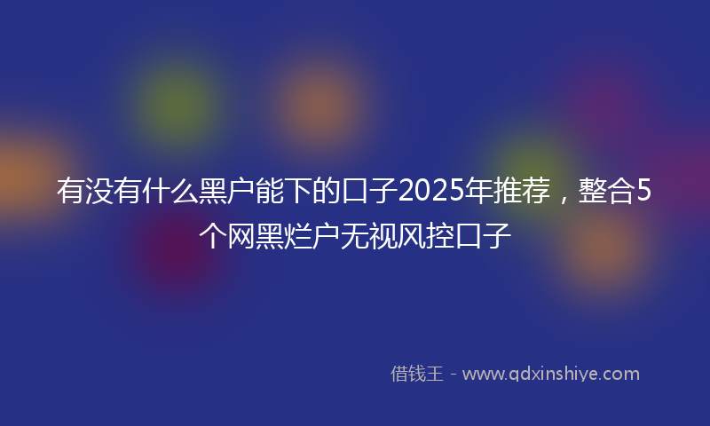 有没有什么黑户能下的口子2025年推荐，整合5个网黑烂户无视风控口子