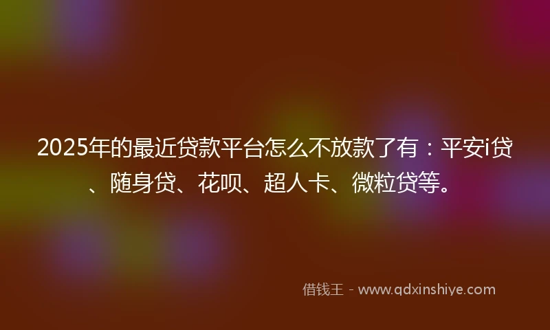 2025年的最近贷款平台怎么不放款了有：平安i贷、随身贷、花呗、超人卡、微粒贷等。