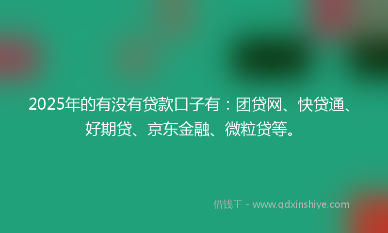 2025年的有没有贷款口子有：团贷网、快贷通、好期贷、京东金融、微粒贷等。