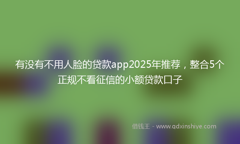 有没有不用人脸的贷款app2025年推荐，整合5个正规不看征信的小额贷款口子