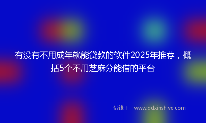 有没有不用成年就能贷款的软件2025年推荐，概括5个不用芝麻分能借的平台