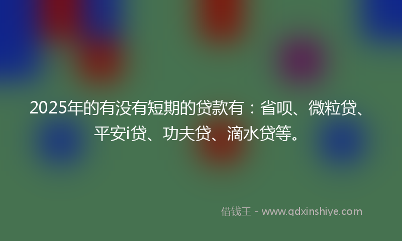 2025年的有没有短期的贷款有：省呗、微粒贷、平安i贷、功夫贷、滴水贷等。