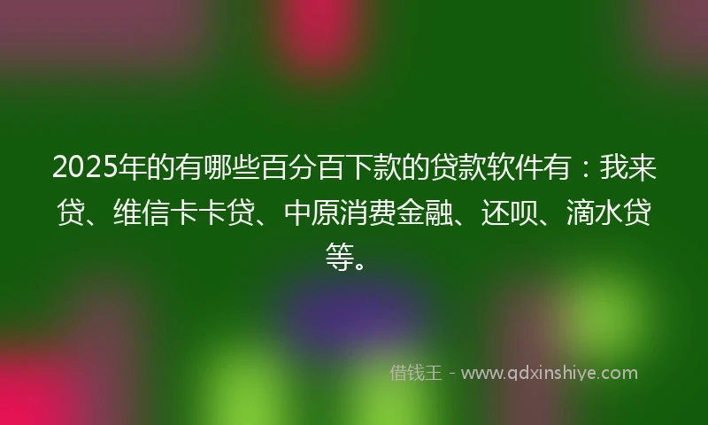 2025年的有哪些百分百下款的贷款软件有：我来贷、维信卡卡贷、中原消费金融、还呗、滴水贷等。