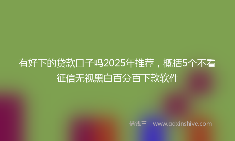 有好下的贷款口子吗2025年推荐，概括5个不看征信无视黑白百分百下款软件