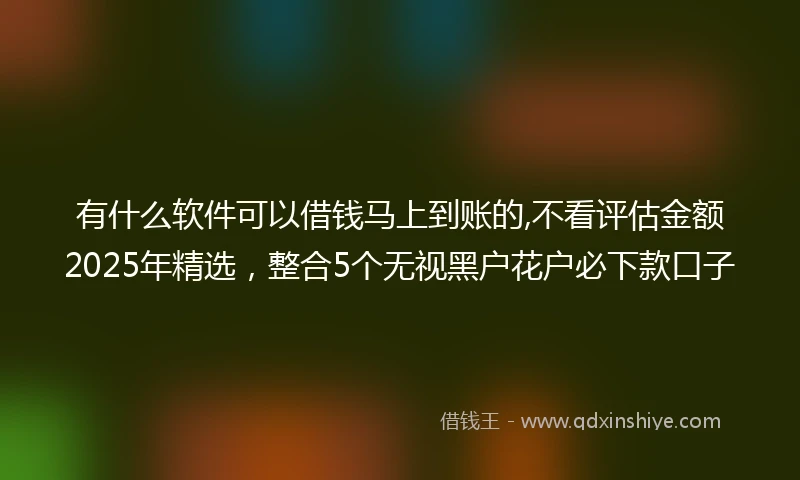 有什么软件可以借钱马上到账的,不看评估金额2025年精选，整合5个无视黑户花户必下款口子