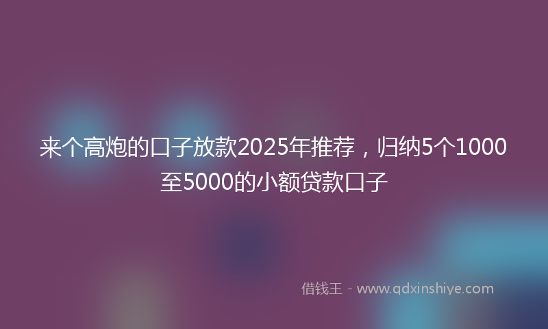 来个高炮的口子放款2025年推荐，归纳5个1000至5000的小额贷款口子