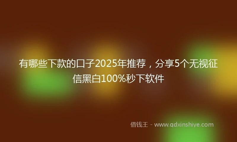 有哪些下款的口子2025年推荐，分享5个无视征信黑白100%秒下软件